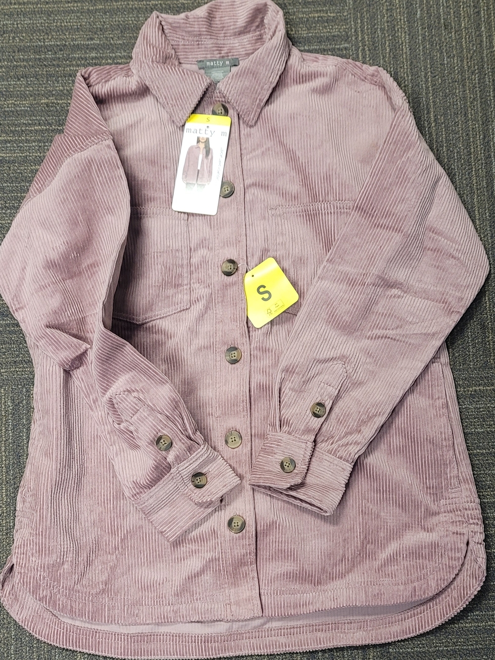 Matty M Mauve Corduroy Button-Front Jacket Shirt